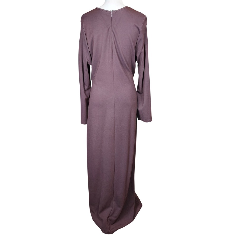 Veiled Modest Maxi Dress Gown Womens XL Espresso Brown Stretch Heavy Minimalist - Picture 2 of 10